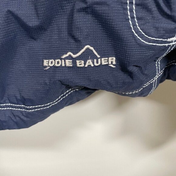 Eddie Bauer Rain Jacket Womens Large WeatherEdge Waterproof Hooded Blue Pockets - Picture 2 of 8